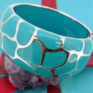 Angelique de Paris Sterling Zilver Turquoise Geopend Bangle Armband 7 inch