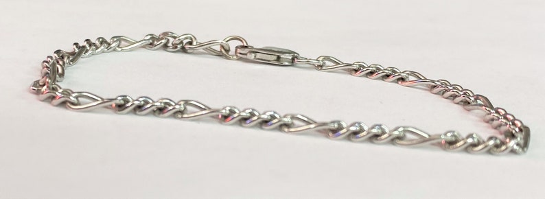 Vintage Sterling Silver Unisex 3 MM Figaro Link Chain Bracelet 7 14