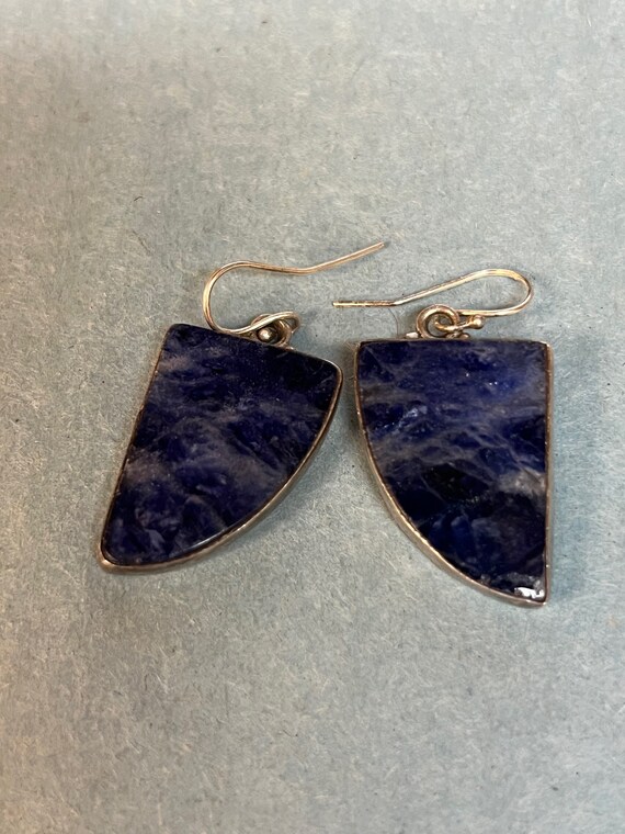 Sterling Silver Blue Agate Dangle/Drop Earrings 1… - image 6