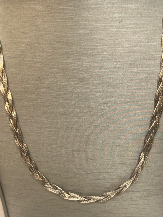 Sterling Silver Italy Made Wheat Herringbone Neck… - image 2