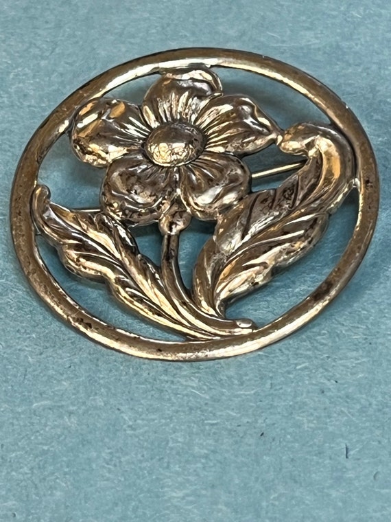 Vintage Sterling Silver Floral Brooch/Pin 5.7g - image 2