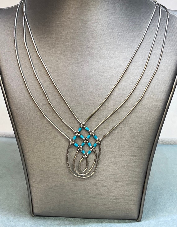 Sterling Silver Turquoise Necklace 8g 19''