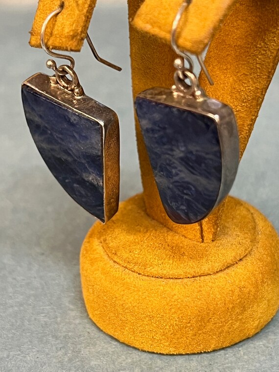 Sterling Silver Blue Agate Dangle/Drop Earrings 1… - image 3