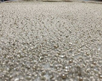 Lace Fabric/Heavy Beaded Pearl Sequin Beaded Lace Fabric