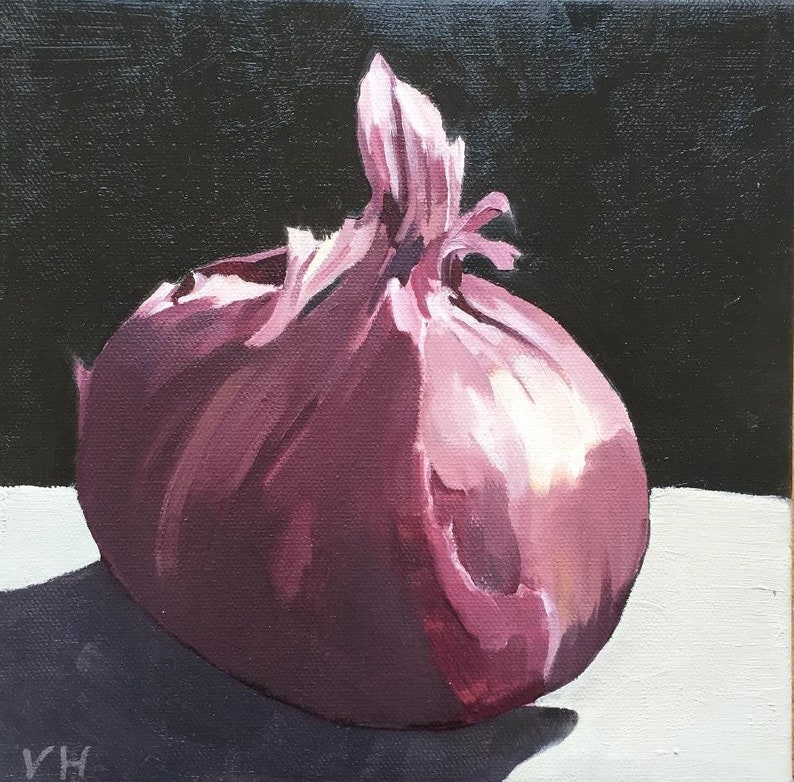 Onion original oil painting 8x8 onion art onion painting Etsy