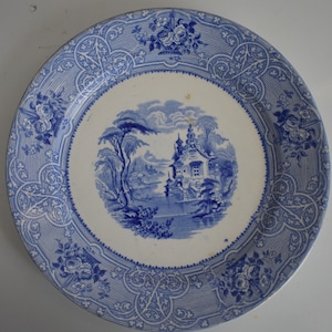 Ironstone Roselle J Merir & Son Blue and white vintage plate