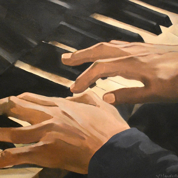 Piano Man 16x20 original Piano oil painting musical instrument art Piano art dramatic art