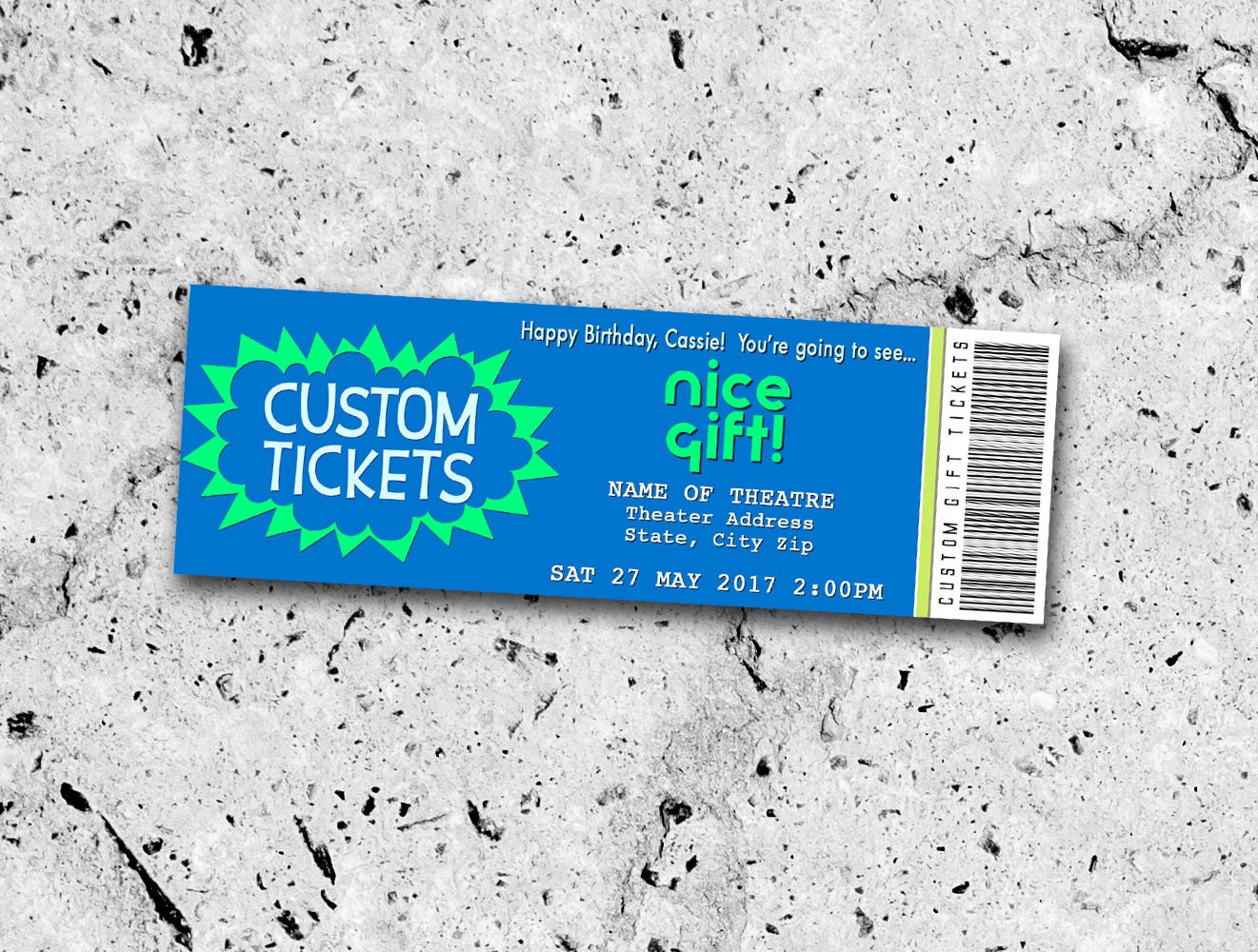Collectible Theater Tickets personalized Digital Printable 