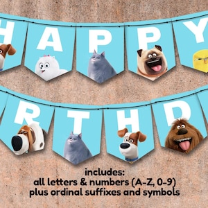 The Secret Life Of Pets 2 Birthday Banner Kit - 25 Piece Add-An-Age Letter Banner For Party Decor - View #4