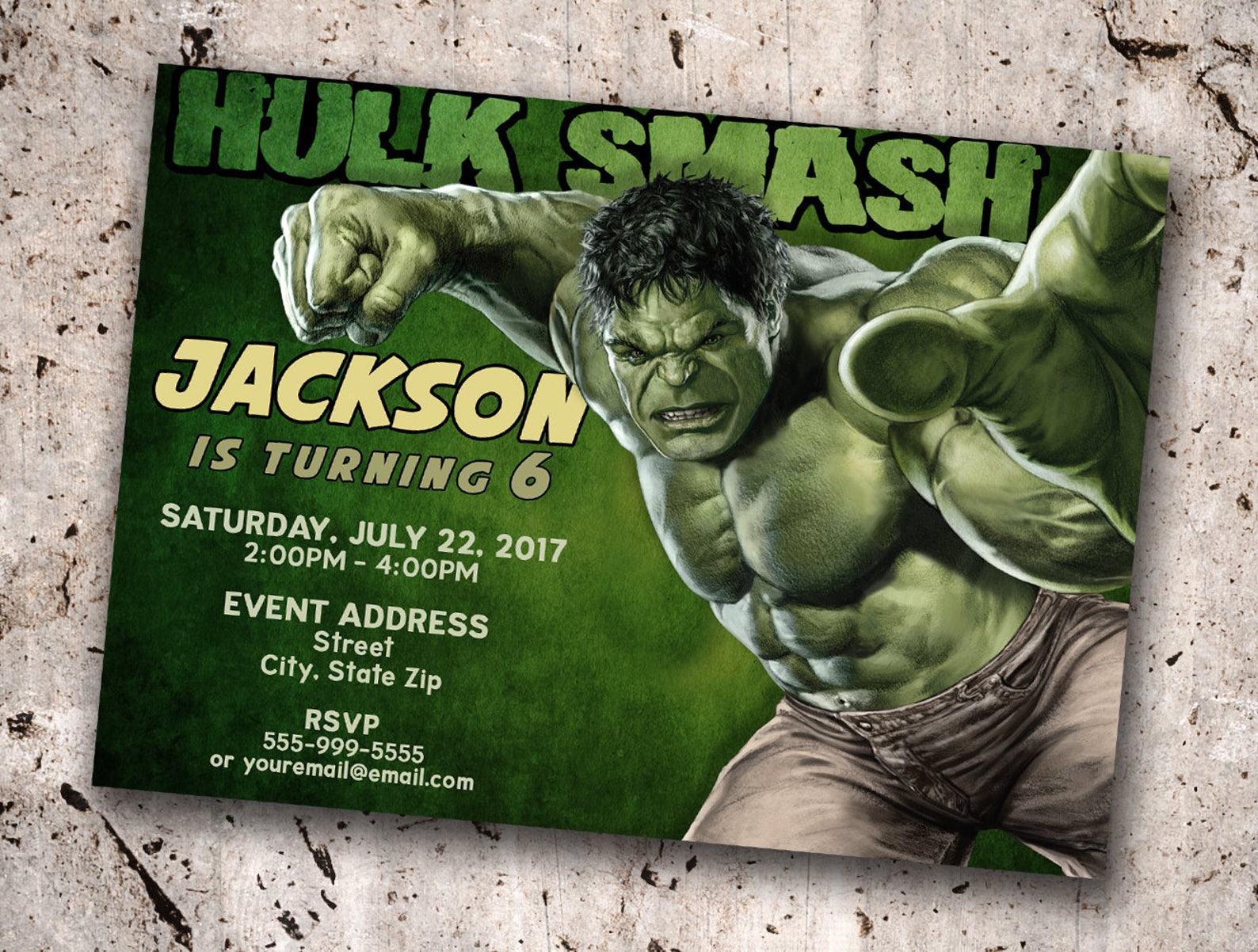 Hulk Personalized Birthday Invitation Etsy