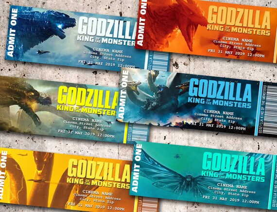 Godzilla King Of The Monsters Collectible Theater Tickets Personalized Digital Printable