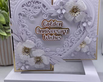 Biglietto D'auguri 50 Anniversario - Effetto Telato - Completo Di Busta - Foto 7