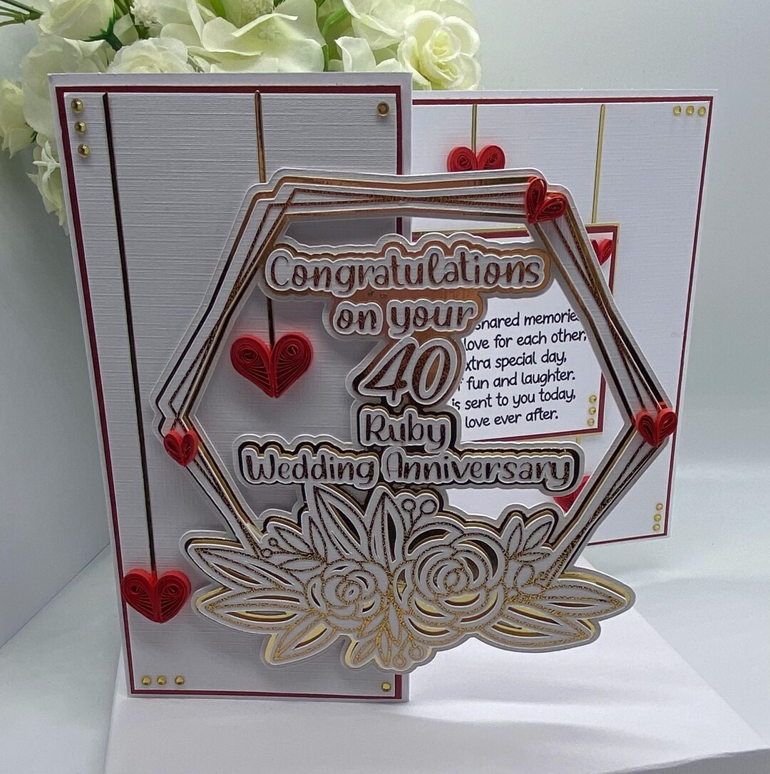 Boxed 40th Ruby Wedding Anniversary Card - Etsy