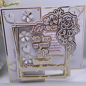 En boîte - Carte d'anniversaire de mariage de luxe pour 60e diamants