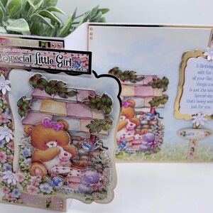 Födelsedagskort med Z-vikning för små flickor, decoupage