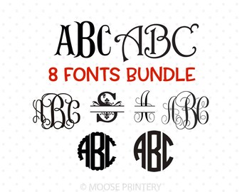 Cricut Monogram Font SVG bundle Monogram fonts for Cricut font svg Vine Monogram svg cut files for Cricut Silhouette Monogram letters svg