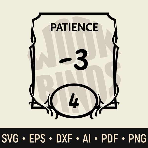 Patience -3 SVG - D&D Vector artwork - DnD Character attribute - RPG Cricut and Silhouette cut file - Svg, Eps, Dxf, Pdf, Ai, Png
