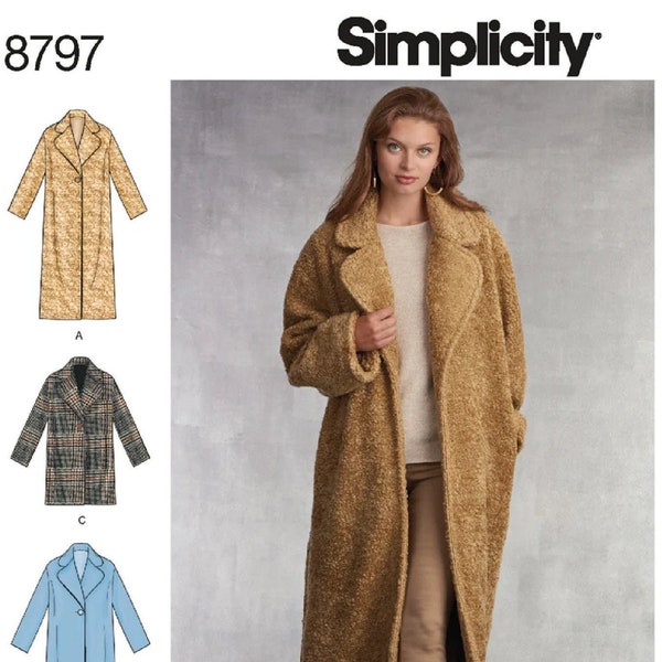 Misses Loose-Fitting Lined Coat Simplicity Sewing Pattern 8797