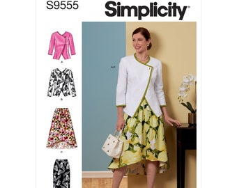 Faldas de chaqueta Simplicity sin cortar para señoritas, traje S9555, tallas 6-14 y 16-24, nuevo