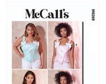 Corpiño tipo corsé McCall's M8269 o R11414 para señoritas modernas, tallas 6-8-10-12-14 y 14-16-18-20-22, FF, sin cortes