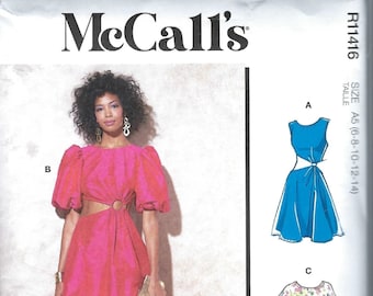 Patrón de costura McCalls sin cortar 11416, 8252 para vestidos de señoritas tallas 16-24 doblado de fábrica