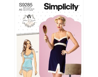 Patrón de costura Uncut Simplicity S9285 para camisolas, slips y bragas para señoras, tallas 6-14 y 14-22