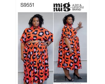 Patrón de costura fácil Simplicity sin cortar S9551 Tallas 26W-24W y 18W-26W Tops, faldas y pantalones cortos para mujer Nuevo