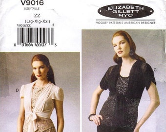 Patrones Vogue sin cortar V9016, plantilla de costura para chaqueta y bolero para señoras, talla Y (Xsm-Sml-Med)