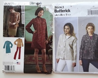 Patrón de costura sin cortar B6063 Misses Chaqueta Sz 16-24 y S0931 Vestido falda pantalones Sz 14-22