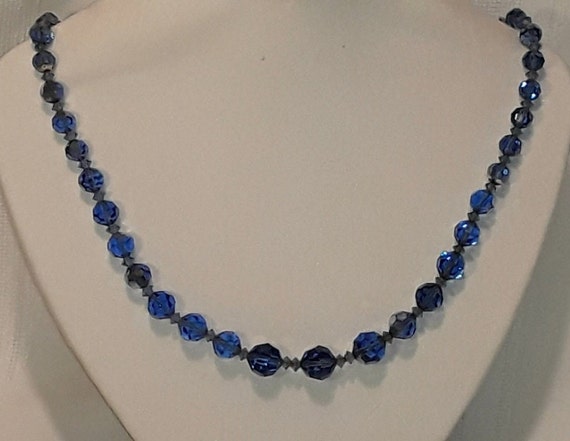 Light Blue Swarovski Graduated Crystal Beaded Nec… - image 1