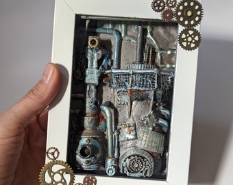 upcycling steampunk picture, gift for men, picture frame steampunk, diorama