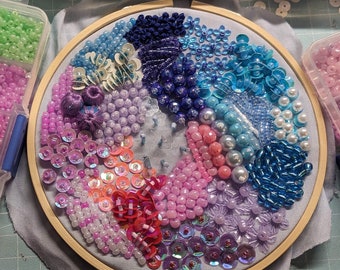 Bead embroidery underwater world, embroidery frame coral reef, bead sequin embroidery, decorative trend, home furnishings, beaded embroidery
