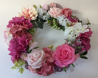 Door wreath with flowers