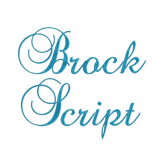Brock Script Large Embroidery Font 3 Size Font Machine Embroidery Font Inst...