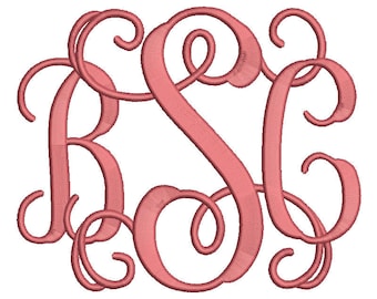 Vine Monogram Embroidery Font 4 Size Font Machine Embroidery Font Instant Download 9 Formats Embroidery Pattern PES and BX