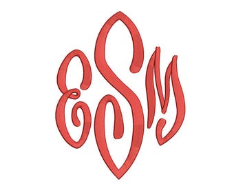 End Scroll Monogram Embroidery Font 3 Size Font Machine Embroidery Font Instant Download 9 Formats Embroidery Pattern PES and BX