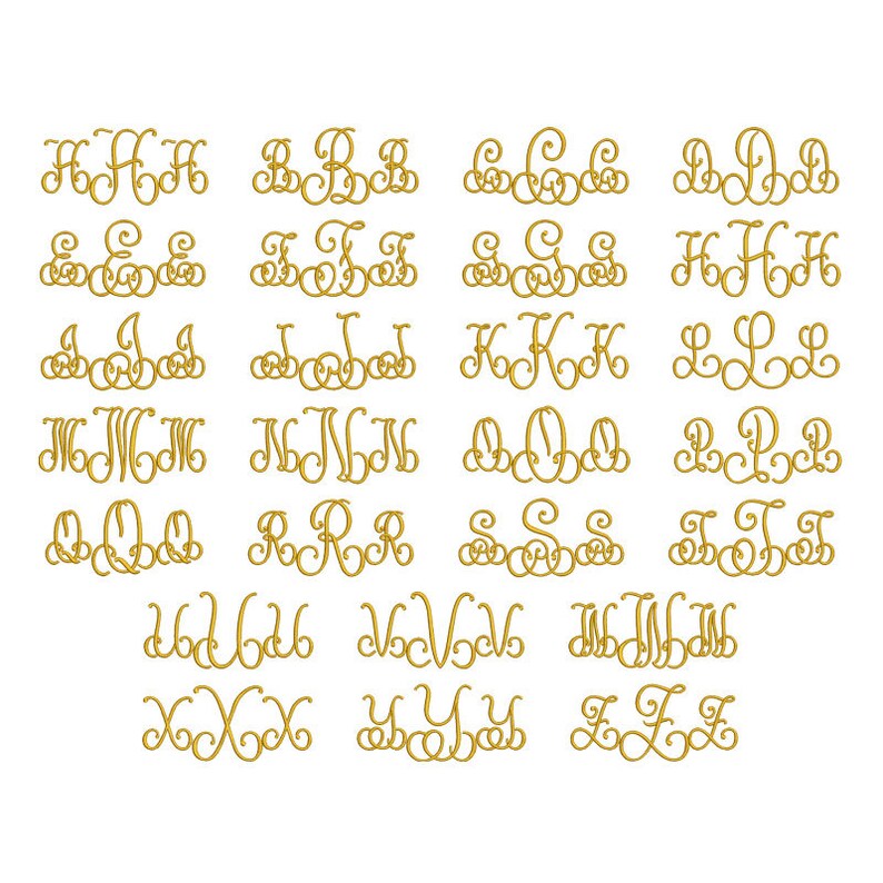 Lace Monogram large Embroidery Font 3 Size Font Machine Etsy