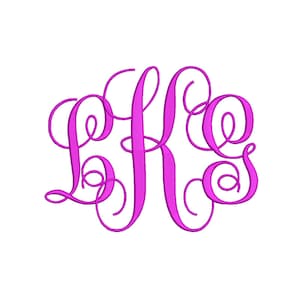 Broderitypsnitt med sammankopplade monogram Typsnitt i 3 storlekar Maskinbroderitypsnitt Direktnedladdning Broderimönster i 9 format PES och BX