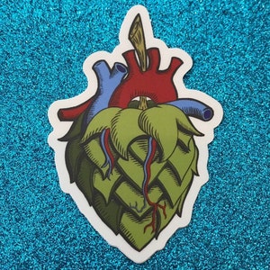 Hartsticker Hop Beer: weerbestendige laptopsticker autobumpersticker hydroflask