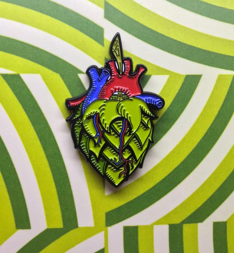 Hop Heart Beer Lover Pin Craft Beer Brewery image 1