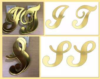 Personalized Letter Stud Statement Earrings, Laser Cut Gold Mirror Silver Acrylic Large Cursive Script Font Initial, Custom Jewelry