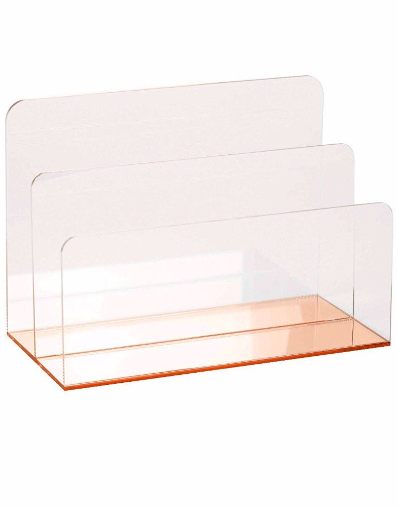Clear Acrylic Rose Gold Mirror Panel Desktop Files Holder Etsy