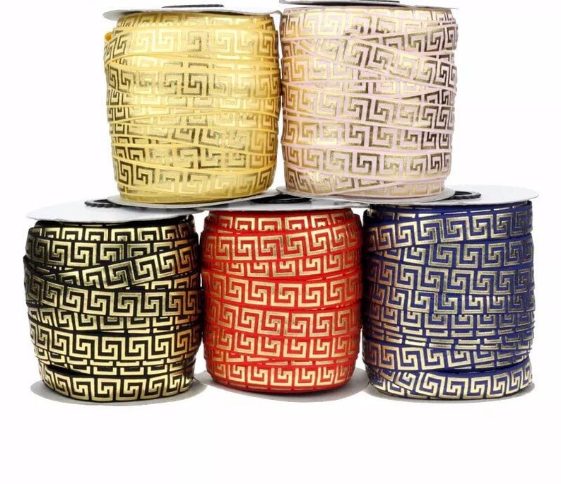 pink /& gray tribal Aztec print 5//8/" fold over elastic FOE yellow 5 yards black