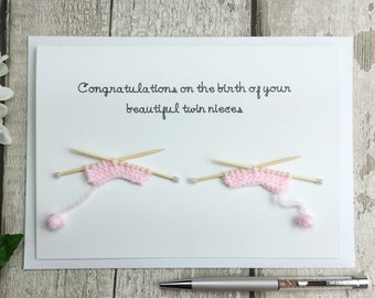 Twin Niece Congratulations Card for a New Auntie and Uncle