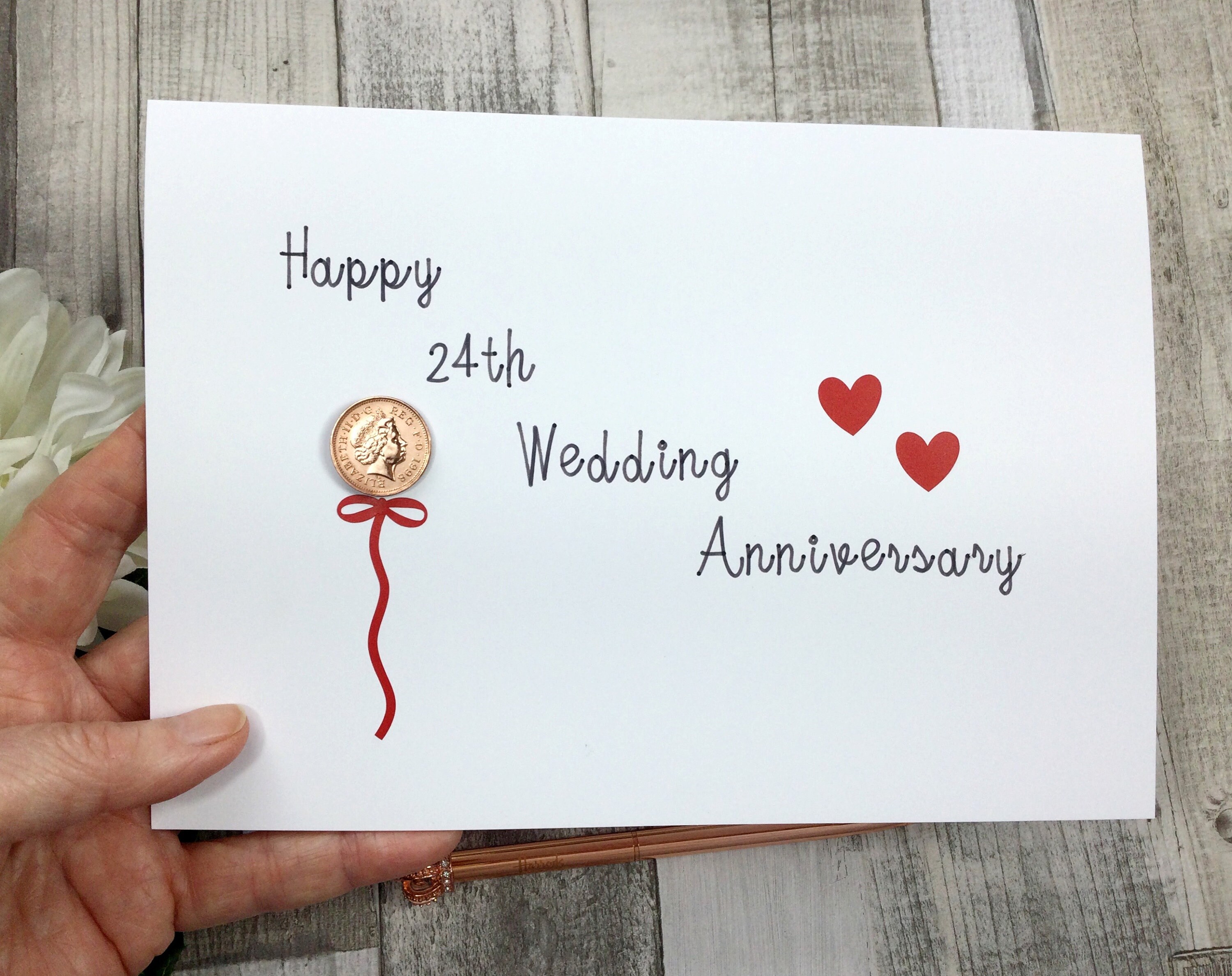 24th Anniversary Card | Etsy UK