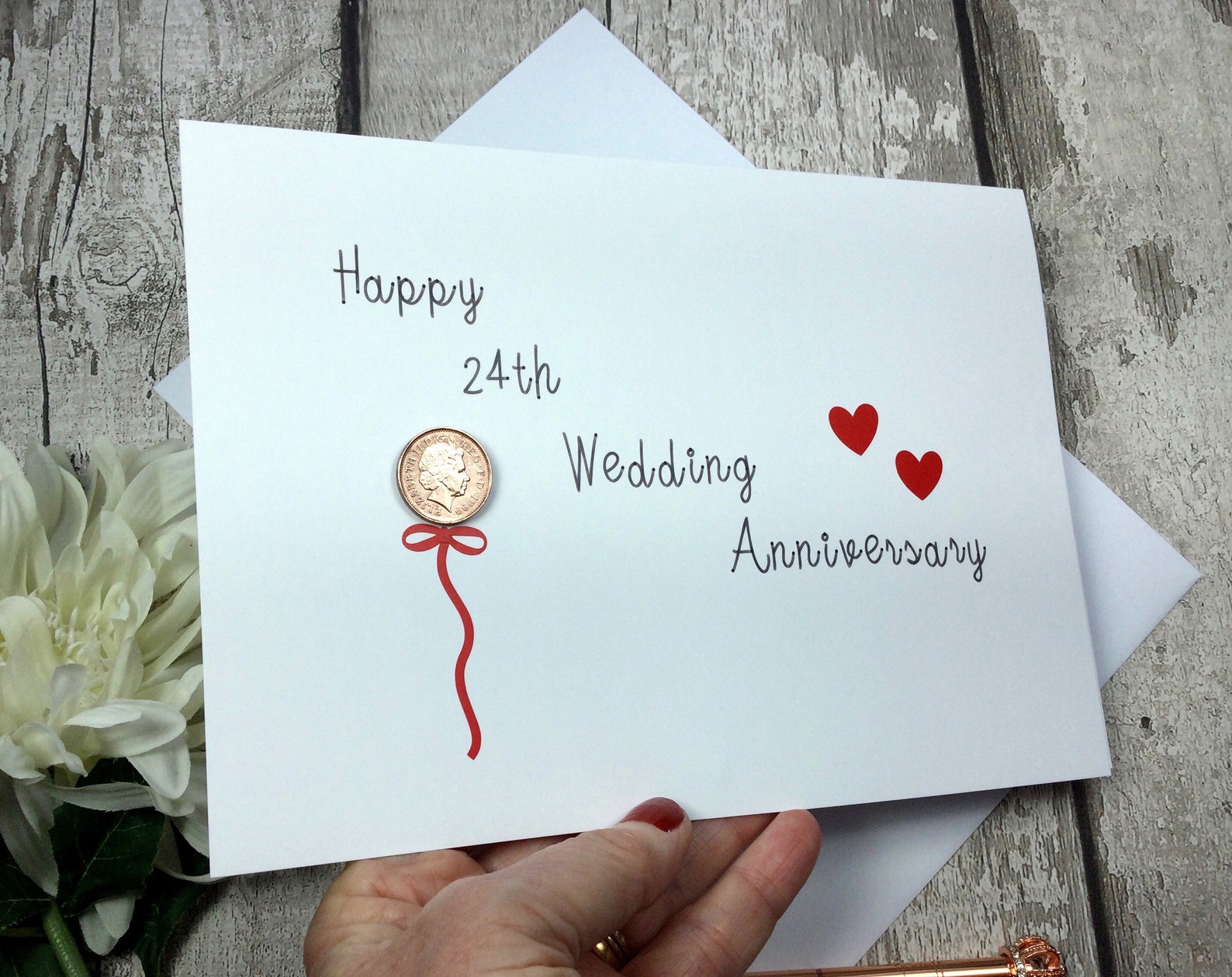 24th Anniversary Card - Etsy UK