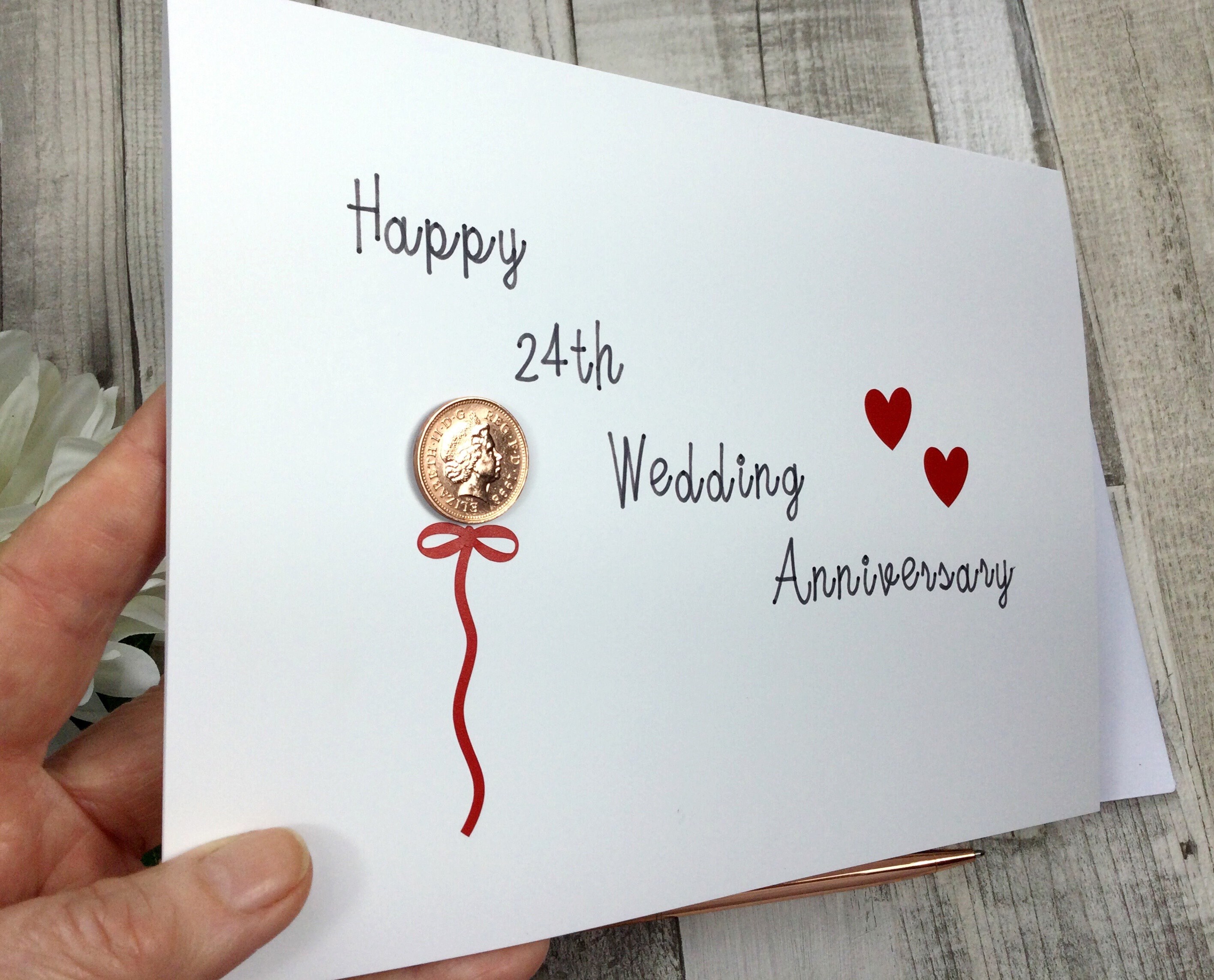 24th Anniversary Card | Etsy UK