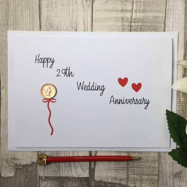 29th Wedding Anniversary Card - Etsy