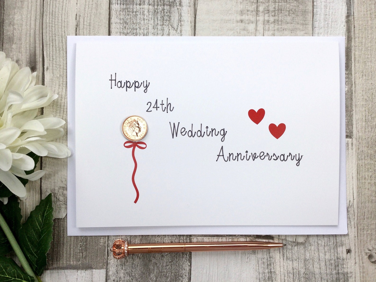 24th Anniversary Card | Etsy UK
