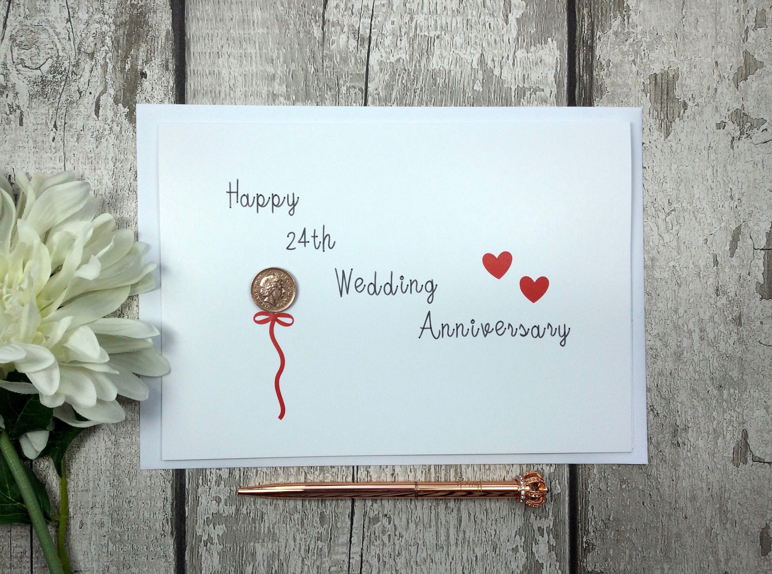 24th Anniversary Card - Etsy UK